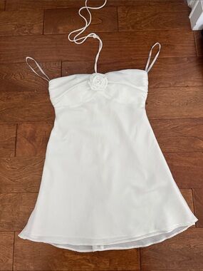 REVOLVE White Mini Dress with Rose Detail